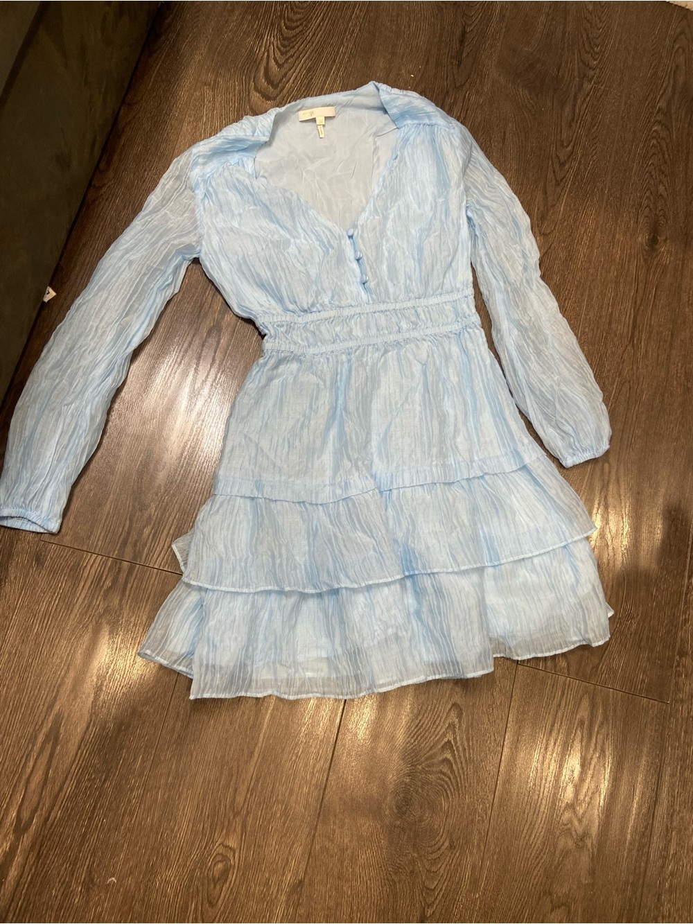 Maje light blue ruffled dress womans